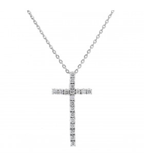 Pendentif croix diamants