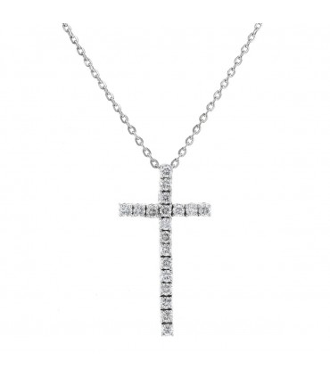 Pendentif croix diamants