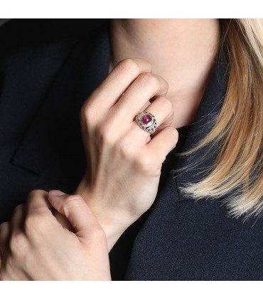 Diamonds, ruby and gold ring