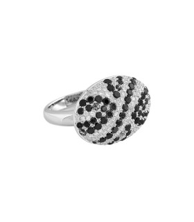 Bague or, diamants noir et blancs