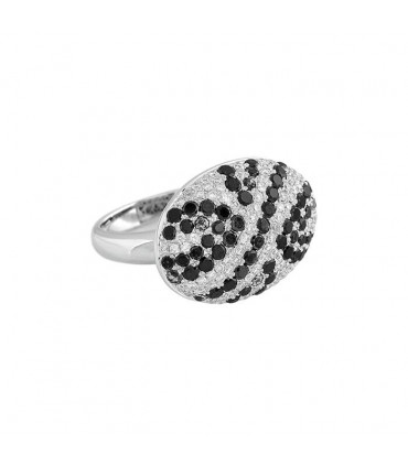 Bague or, diamants noir et blancs