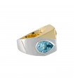 Green tourmaline, blue topaz and gold ring