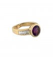 Amethyst, diamonds and gold ring