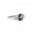 Amethyst, diamonds and platinum ring