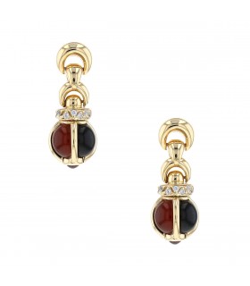 Fred diamonds, cornaline, onyx and gold earrings