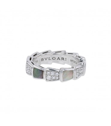 Bulgari Serpenti Viper diamonds, mother of pearl and gold ring