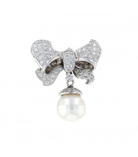 Polina Firenze diamonds, cultured pearl and gold brooch