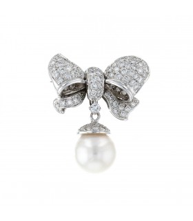Polina Firenze diamonds, cultured pearl and 18k gold brooch