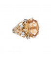 Diamonds, imperial topaz, gold and platinum ring