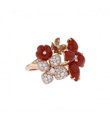 Chaumet Hortensia diamonds, cornaline and gold ring