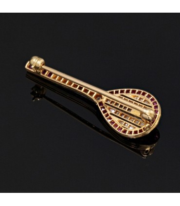 Rubies, pearls, diamonds and gold brooch