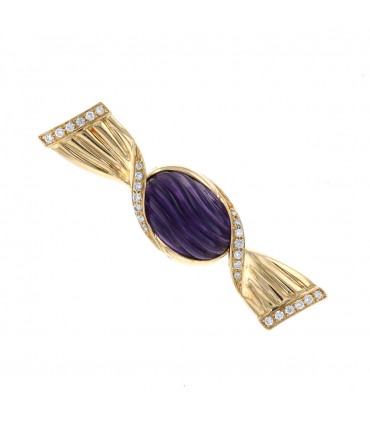 Bulgari Bonbon diamonds, amethyst and gold brooch