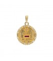 Pendentif or, pierres rouges et diamants
