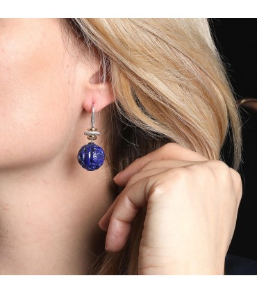 Diamonds, lapis lazuli and gold earrings