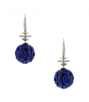 Boucles d’oreilles lapis lazuli et diamants