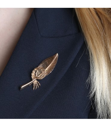 Gold feather brooch