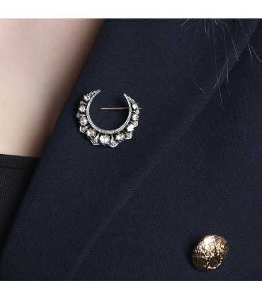 Broche or, argent et diamants