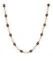 Cultured pearl, enamel and gold necklace
