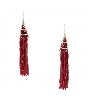 Diamonds, rubies and 18k gold earrings