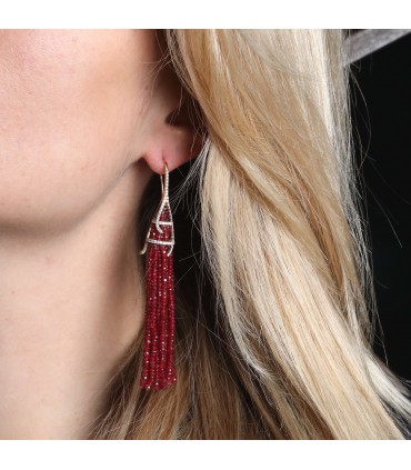 Diamonds, rubies and gold earrings