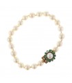 Emeralds, cultured pearls and 9k gold bracelet