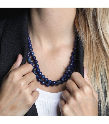 Lapis lazuli and plated gold necklace