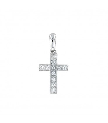 Pendentif croix diamants