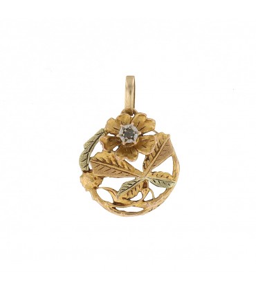 Pendentif Fleuri or et diamant