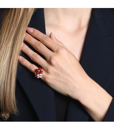Chaumet Hortensia diamonds, cornaline and 18k gold ring
