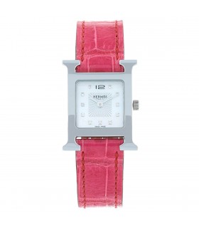 Hermès Heure H diamonds and stainless steel watch