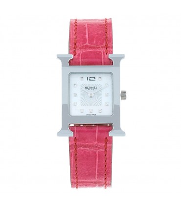 Hermès Heure H diamonds and stainless steel watch