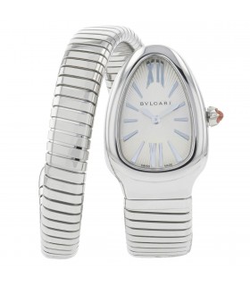 Bulgari Serpenti rubellite and stainless steel watch