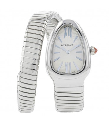 Bulgari Serpenti rubellite and stainless steel watch