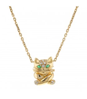 Fred Cat diamonds, chrysoprase and gold necklace