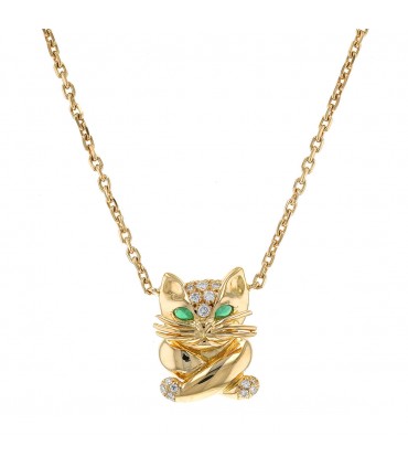 Fred Cat diamonds, chrysoprase and gold necklace