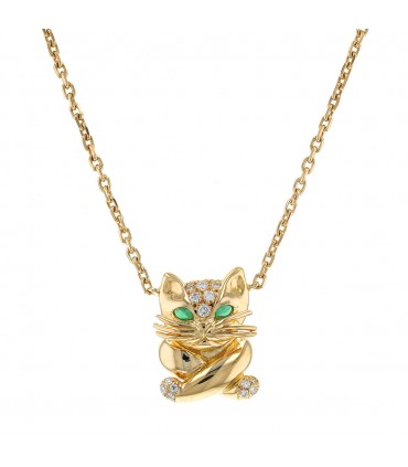 Fred Cat diamonds, chrysoprase and gold necklace