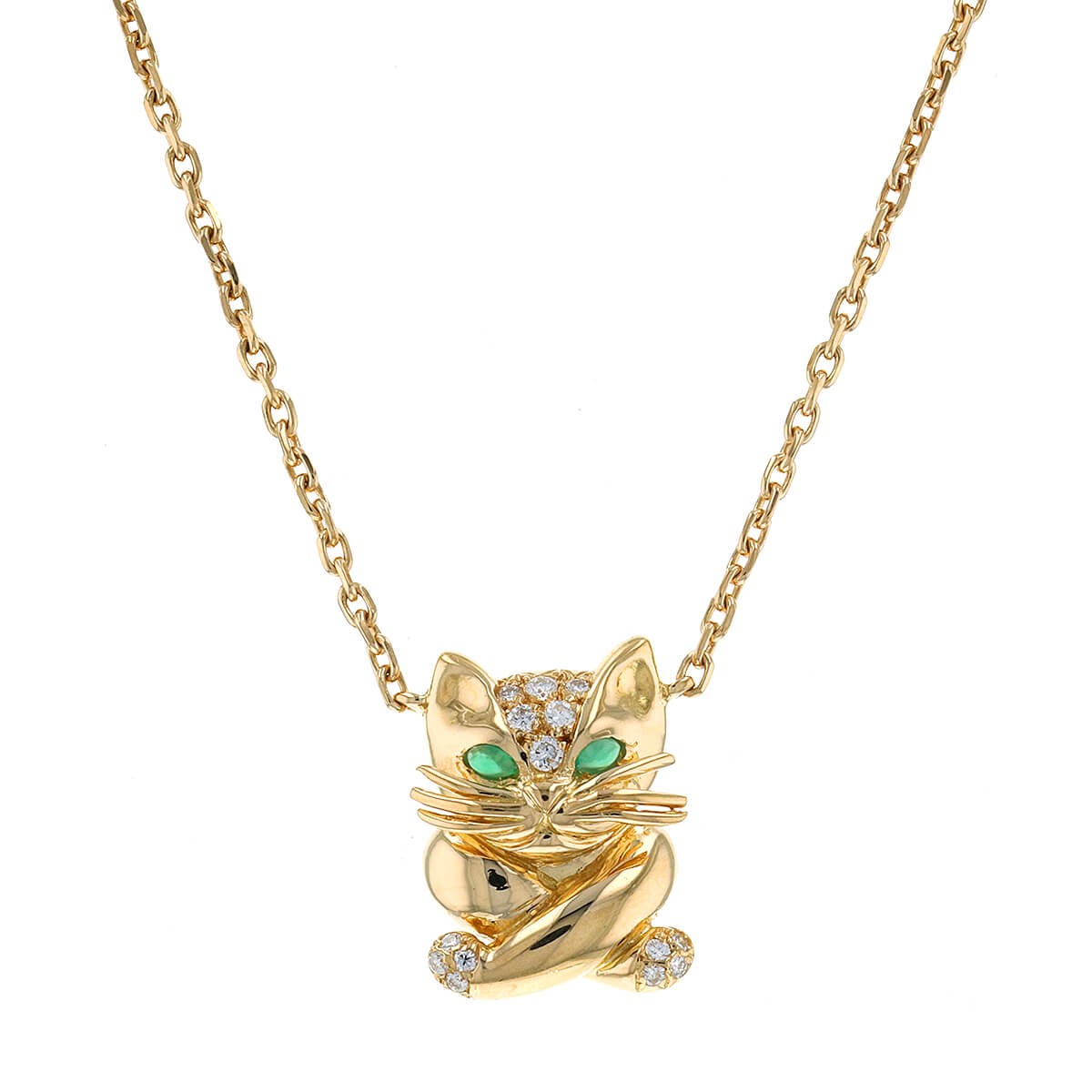 Diamond Cat Necklace in Two Tone made in Gold. – Jewels By Tarry