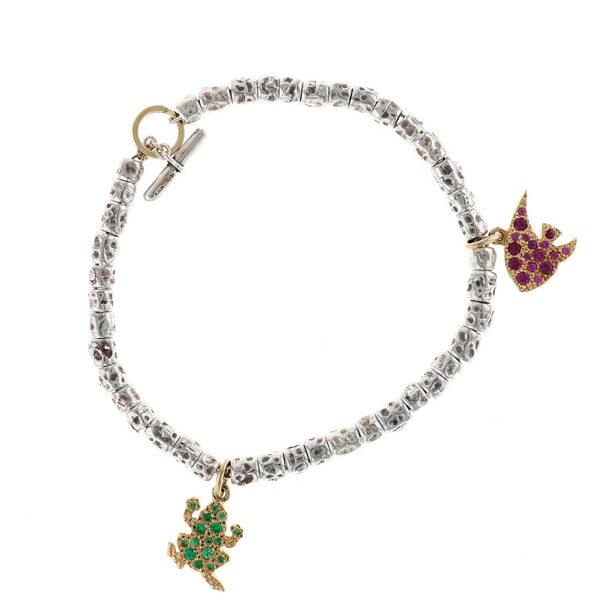 Silver bracelet with orange chain - DODO - LuxuryZone