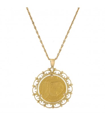 Gold chain and coin pendant Louis XVIII