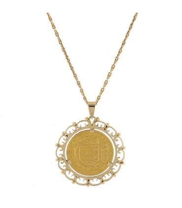 Gold chain and coin pendant Louis XVIII