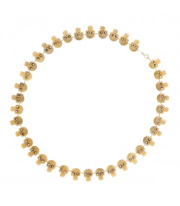 Gold and bone skull necklace
