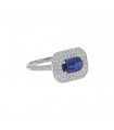 Diamonds, sapphire and gold ring - Gem Paris Certificate Ceylan No Heat