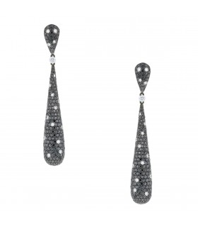 Black and white diamonds and gold earrings