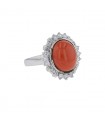 Bague platine, corail et diamants