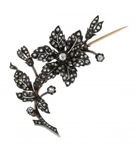 Diamonds, gold and silver brooch