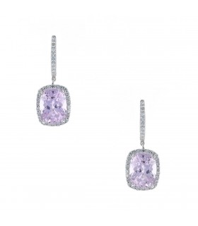 Boucles d’oreilles or, kunzite et diamants