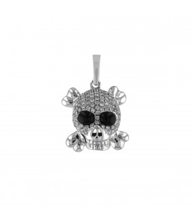 Diamonds, onyx and gold skull pendant