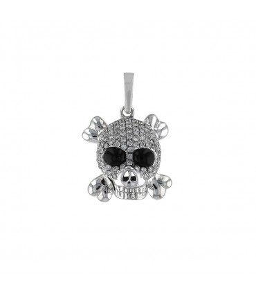 Diamonds, onyx and gold skull pendant