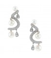 Diamonds, cultured pearl and gold earrings