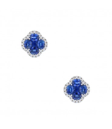 Boucles d’oreilles or, saphirs et diamants